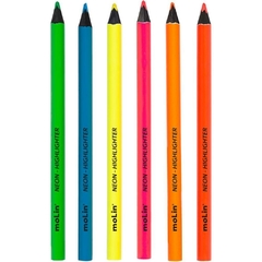 Lápis de Cor Jumbo Neon Marca Texto 6 Cores - Molin