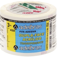 Fita Dupla Face Polipropileno 24mmx30m 3un - Adelbras