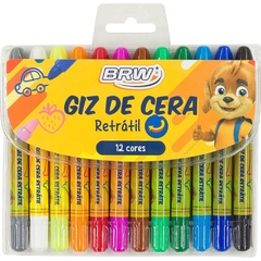 Giz de Cera Gizão Retrátil Aquarelável 12 Cores - Brw