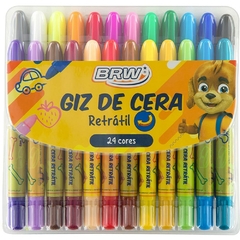 Giz de Cera Gizão Retrátil Aquarelável 24 Cores - Brw