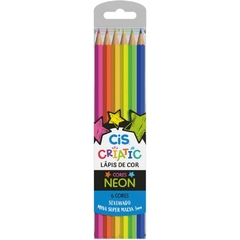 Lápis de Cor Sextavado Cis Criatic Neon 6 Cores - Sertic