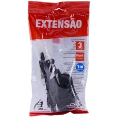 Extensão Elétrica Bipolar 1m 3Tomadas Slim Preto Force Line - comprar online