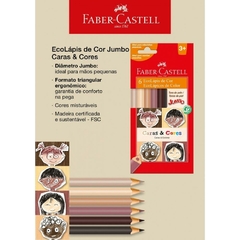 Lápis de Cor Jumbo Caras e Cores 6 cores 12un Faber-Castell - comprar online