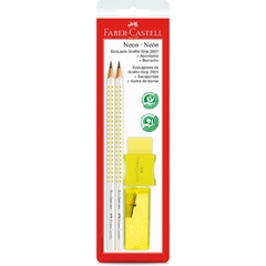 Kit Lápis Preto Borracha Apontador Amarelo Faber-Castell