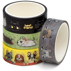 Fita Adesiva Decorada Washi Tape 15x3 Pets 6 Modelos - BRW - comprar online