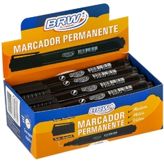 Marcador Permanente Ponta Chanfrada Preto 12un - Brw