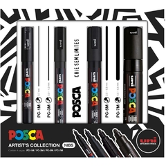 Pincel Marcador Posca Preta Kit c/4 Pontas - Sertic