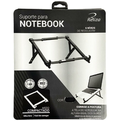 Suporte para Notebook Regulável Abs Preto - Reliza - Riscom - Comércio Online