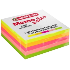 Bloco Autoadesivo Memonote Neon 76x76mm 320fls - Adelbras