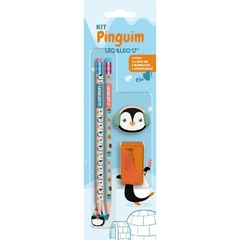 Kit Escolar Pinguim HB com 4 peças - Leonora