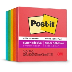 Bloco Post-It Super Adesivo 76x76mm 450 fls - 3M