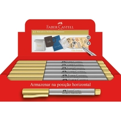 Marcador Permanente Multiuso 1mm Dourado 12un Faber-Castell