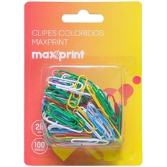 Clipe Colorido 6 Cores com 100 unidades - Maxprint