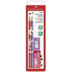 Kit Escolar Pets Rosa e Roxo 4 Peças - Faber-Castell