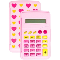 Calculadora de Bolso 8 Dígitos Rosa Flip Flor com Bateria