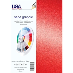 Papel A4 Perolado 180 g Vermelho 10 folhas - Usa Folien