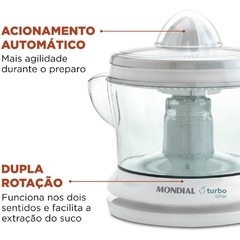 Espremedor de Frutas Turbo Citrus 220 V Branco - Mondial - Riscom - Comércio Online