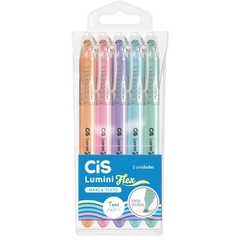 Caneta Marca Texto Cis Lumini Flex Pastel 5 Cores - Sertic