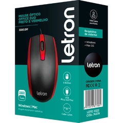 Mouse Óptico Usb Letron 1000dpi Duo Vermelho - Leonora na internet