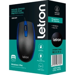 Mouse Optico Usb Letron 1000dpi Duo Preto e Azul - Leonora na internet