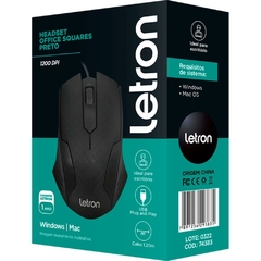 Mouse Optico Usb Letron 1200dpi Squares Preto - Leonora na internet