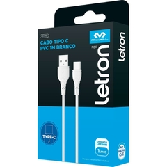 Cabo USB Letron Tipo C 2.4a 1 m Branco - Leonora - comprar online