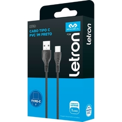 Cabo USB Letron Tipo C 2.4a 1 m Preto - Leonora - comprar online