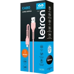 Cabo USB Letron Micro USB 2.4a 1 m Rosa - Leonora na internet