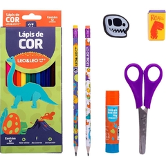 Kit Escolar Dino 12 Cores + 6 Peças - Leonora - comprar online