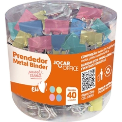 Prendedor de Papel Jocar Binder 19mm Colorido 40 unid