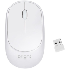 Mouse Óptico sem Fio 1000dpi 2,4GHz USB 2.0 Branco - Bright