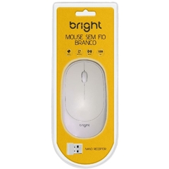 Mouse Óptico sem Fio 1000dpi 2,4GHz USB 2.0 Branco - Bright na internet