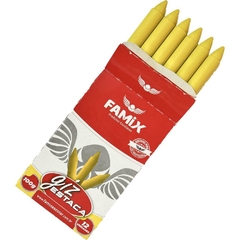 Giz de Cera Lápis Estaca Amarelo 100g 12un - Famix