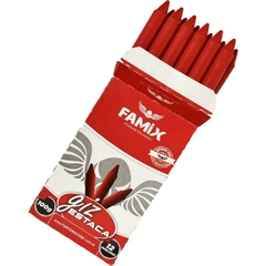 Giz de Cera Lápis Estaca Vermelho 100g 12unid - Famix