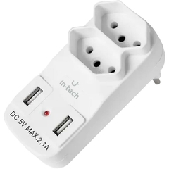 Adaptador para Tomada 2 Entradas Tripolar com USB - Yins