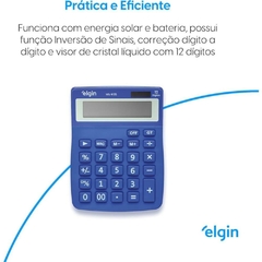 Calculadora de Mesa 12 Dígitos Solar/Bateria Azul - Elgin na internet