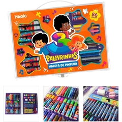 Maleta para Pintura 3 Palavrinhas 86 peças - Magic Kids - Riscom - Comércio Online