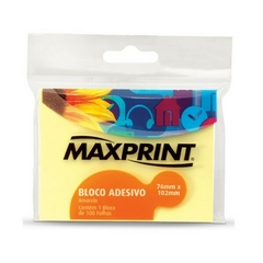 Bloco Autoadesivo 76x102mm Amarelo Neon 100fls - Maxprint