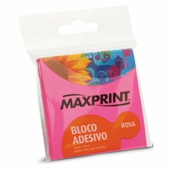 Bloco Autoadesivo 76x76mm Rosa Neon 100 fls - Maxprint