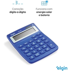 Calculadora de Mesa 12 Dígitos Solar/Bateria Azul - Elgin - loja online