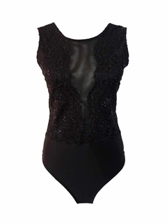 Body de tul bordado Corales negro bordado con lentejuelas - comprar online