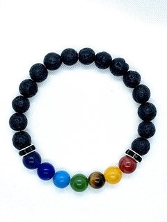 Pulsera 7 chakras Flex: Piedra volcánica/Howlita - comprar online