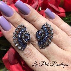 Brinco Leque na Zircônia Azul - La Piel Boutique