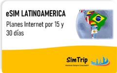 ESIM (SIM VIRTUAL) INTERNET LATINOAMERICA - Planes de 2GB y 3GB de Internet x 15 y 30 días