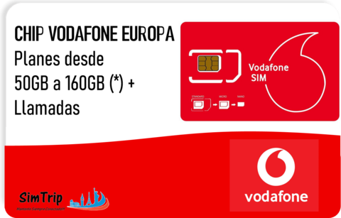  Vodafone Europe - Tarjeta SIM prepagada - 16 GB de datos en  4G/LTE en Reino Unido y Europa, 120 GB + llamadas ilimitadas en España, tarjeta  SIM Vodafone Europa durante 28