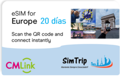 ESIM (SIM VIRTUAL) EUROPA 20 DIAS - Planes desde 10GB a 40GB de Internet