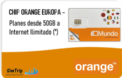 CHIP EUROPA ORANGE - Planes desde 50GB a Internet Ilimitado (*) + Llamadas Ilimitadas en España