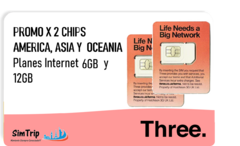 PROMO x 2 CHIPS INTERNET PARA AMERICA, OCEANIA O ASIA