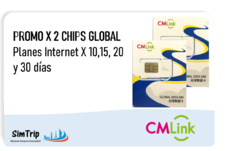 PROMO x 2 CHIPS GLOBALES - INTERNET x 10, 15, 20 o 30 DIAS
