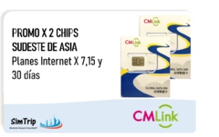 PROMO X 2 CHIPS SUDESTE ASIATICO - Internet x 7, 15 o 30 días